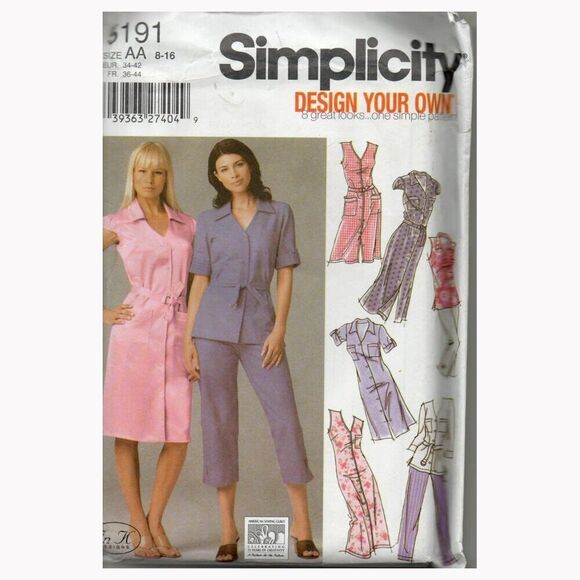 Simplicity Other - Simplicity 5191 VINTAGE Sewing Pattern Y2K Dress Pants Top Outfit NEW UNCUT
